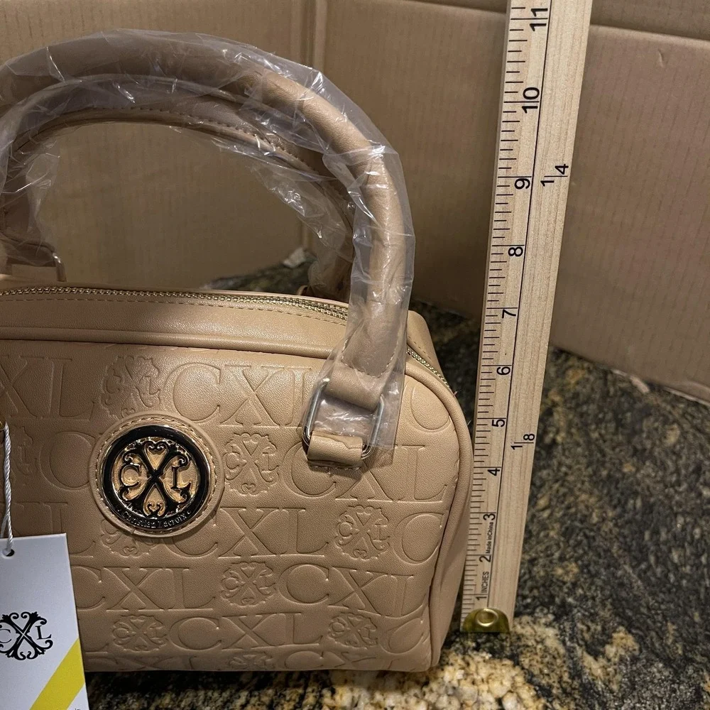 CXL by Christian Lacroix Satchel‎ Bag Womens Toffee Eiden Embossed Faux Leather